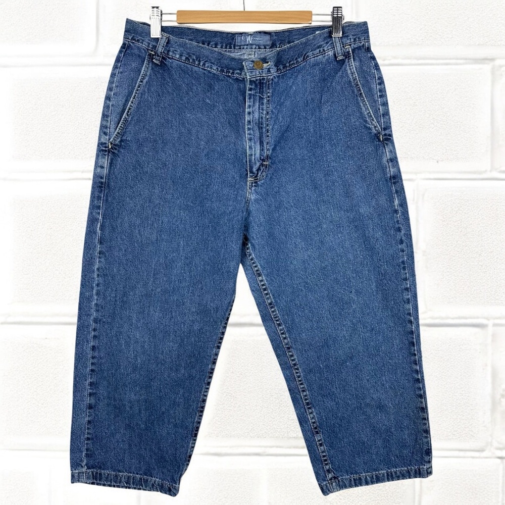 Wrangler Vintage Capri Cropped High Rise Dark Wash Cotton Stretch Denim Jeans 14